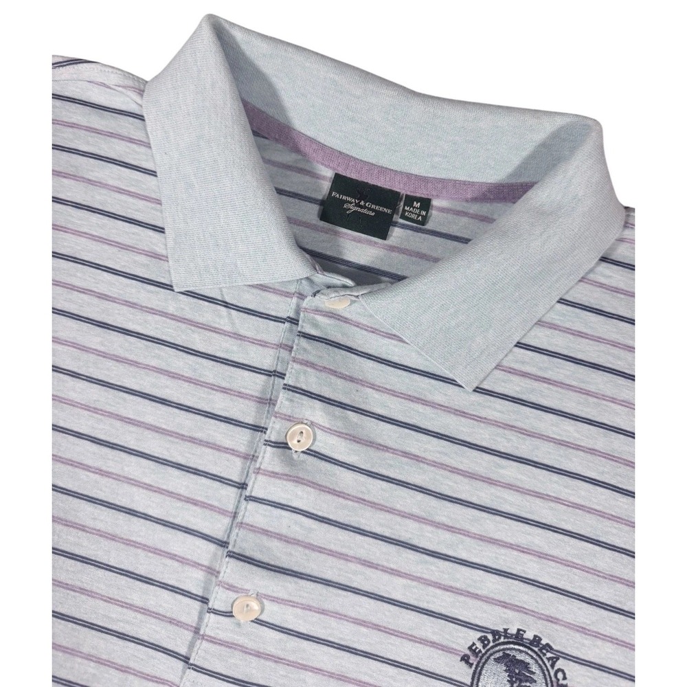 Fairway & Greene Polo Golf Shirt Adult Medium Ocean Club Blue Striped Men's